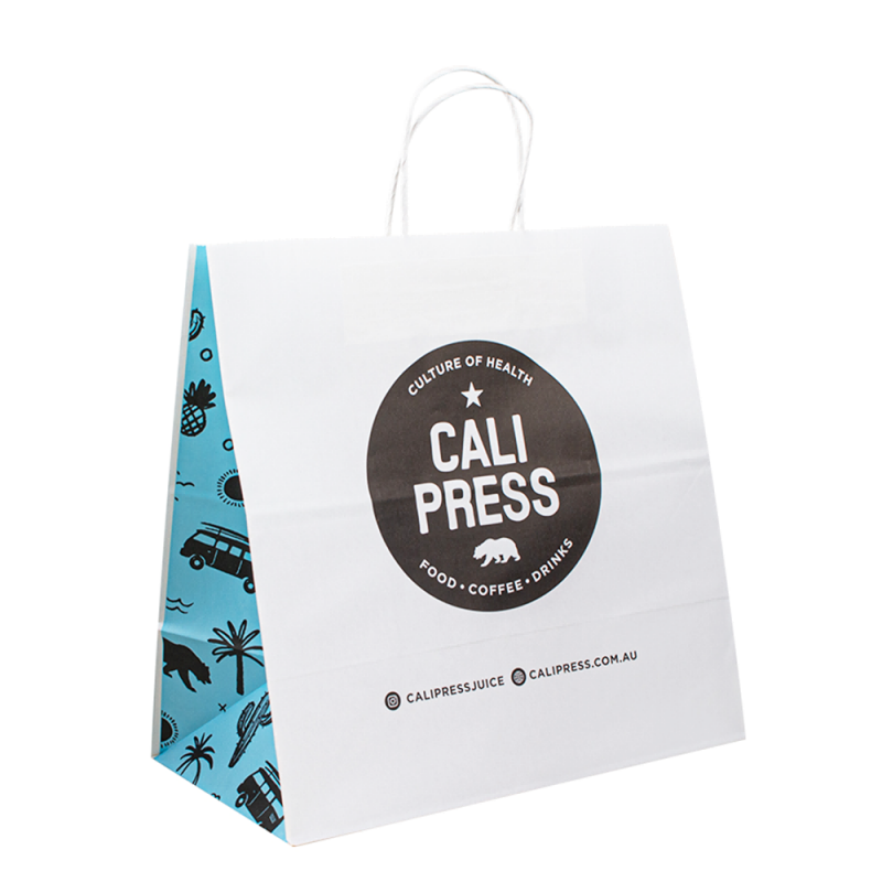 Λευκή μαύρη τσάντα χαρτιού με λογότυπο, ανακυκλωμένες χαρτοκιβώτια καφέ kraft με λαβή, προσαρμοσμένη τσάντα ψώνια χαρτιού kraft με το δικό σας λογότυπο